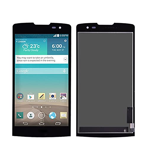 CrUzex LCD Screen Compatible with LG Leon H340 H320 H324 H340N H326 MS345 C50 H342 LCD Display Touch Screen Digitizer Assembly with Frame Black Color
