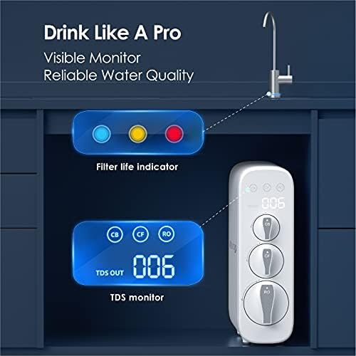 Waterdrop G3 Reverse Osmosis Water Filter System, 400GPD, TDS Reduction, NSF Certified, WD-G3-W