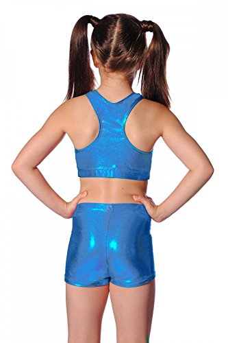 Roch Valley Women Scrop Shiny Metallic Crop Top - Kingfisher, Large - Image 2