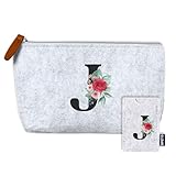 AMAEKO Neceser Personalizado, Neceser Inicial, Tarjetero con Inicial, Bolsa Aseo Mujer, Estuche Regalo, Estuche de Viaje Customizado, Bolsa Organizadora Hecho a Mano, Bolso Maquillaje Handmade (J)