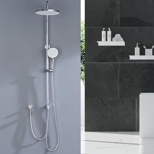 GAOZHI Shower Column without Thermostatic Mixer in 304 Stainless Steel Chrome Hydromassage Shower Column Set Rain Shower with Shower Head and Hand Shower 25 cm GAOZHI Shower Column without Thermostatic Mixer in 304 Stainless Steel Chrome Hydromassage Shower Column Set Rain Shower with Shower Head and Hand Shower 25 cm