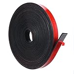 Rubber Strips with Adhesive Backing, 1/2" Wide x 1/16" Thick x 177" Long Solid Rubber Seal Strip Neoprene Rubbers Tape Roll for DIY Gaskets Pads Seals Crafts Protection Warehouse Flooring