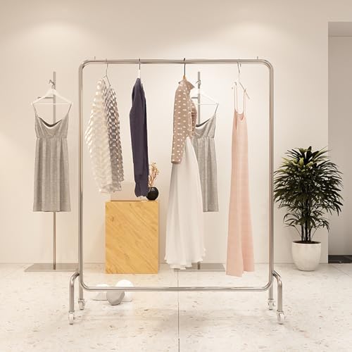 Percheros para ropa con ruedas ISCBAFYX: perchero portátil de una sola varilla para dormitorio. 2