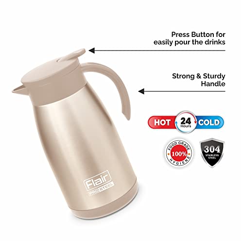 Image of Flair Cafe Vacuum Insulated Steel Kettle 1000 ML (Gold)