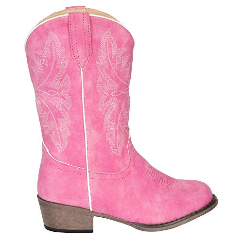 Kids Girls Pink Faux Leather Western Cowboy Boots 92