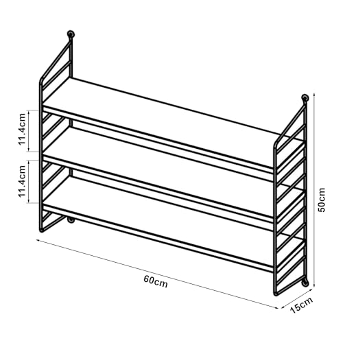 Set Di 2 Scaffali Da Parete SträNgnäS A 3 Ripiani Regolabili 50 X 60 X 15 Cm Acciaio Lilla [En.Casa] - 3