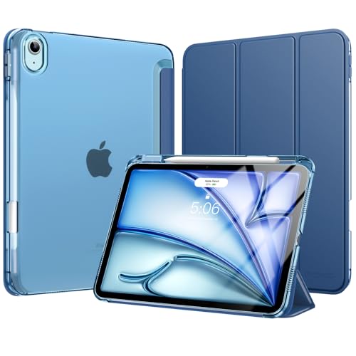 MoKo for iPad Air 11 inch Case (M4/M3/M2) 2026/2025/2024, iPad Air 5th/4th Gen 10.9 inch Case 2022/2020 with Pencil Holder, Slim Light Trifold Cover with Hard PC Translucent Back Shell, Navy Blue by MoKo - Used condition - US$5.30