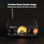 Fosi Audio MC101 Bluetooth Stereo Amplifier Home Audio Component Mini Amp with VU Meter 2 Channel HiFi Receiver for Passive Speakers with Bass Treble Tone Control Vintage All Aluminum Alloy Build