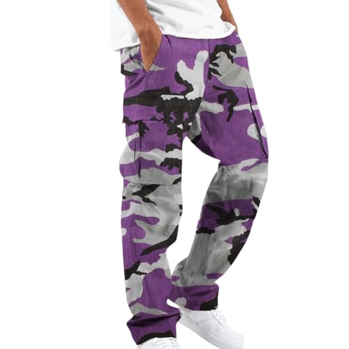 Camo Cargo Pants for Men Casual Work Baggy Sweatpants Straight Leg Jogger Relaxed Fit Comfy Stretch Hiking Pants