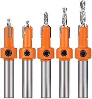 5Pcs Countersink Drill Bit Set, HSS Woodworking Chamfer Counter Bit Tapered Drill Bit Drill Bit for Wood Drilling, Plastic, Drilling Holes (8mm)