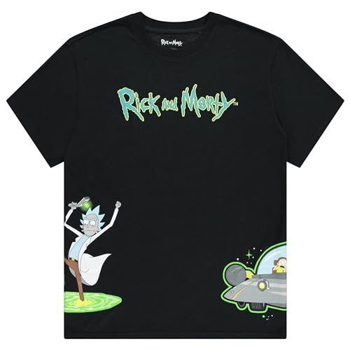 Rick and Morty Mens T-Shirt Mens Fashion Shirt - Rick & Morty Classic Tee, Black Embroidered, Medium