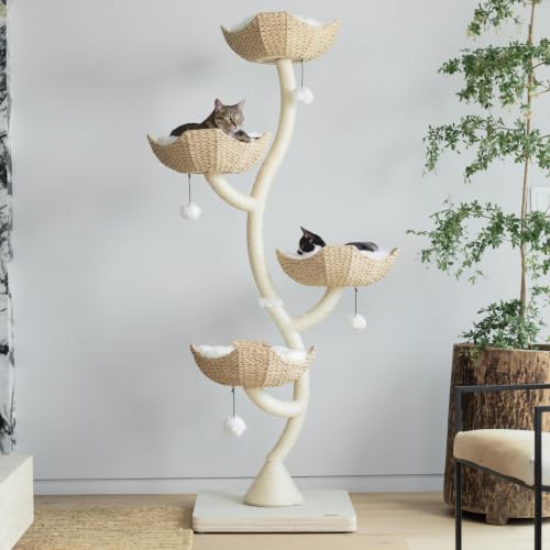 Image of Mau - 73 inch Modern Cat Tree Tower for Large Cats, Tall Luxury Cat Condo
