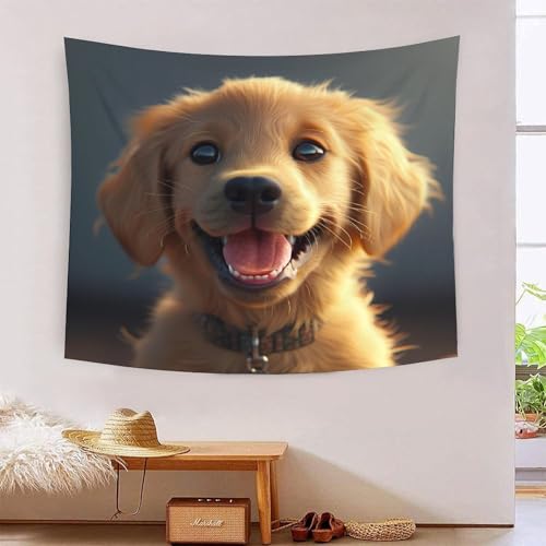 Tapisserie murale Golden Retriever en tissu doux pour une chambre cocooning