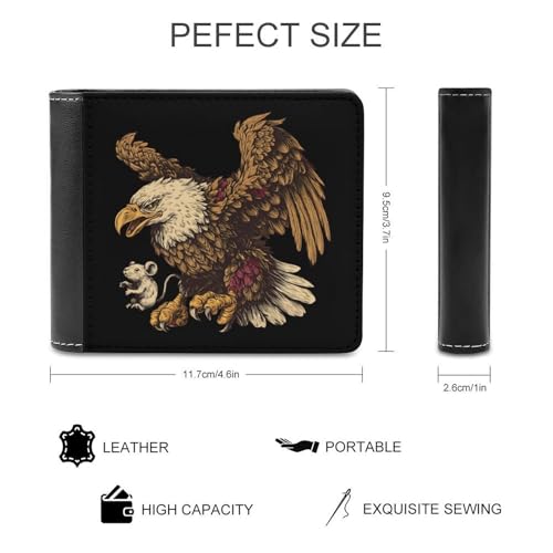 Eagle Holding Rat Bi-fold Wallet for Men Women Print PU Leather Slim Cash Card Holder2