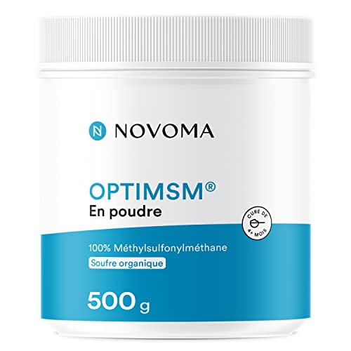 NOVOMA OptiMSM® 500g, Soufre en Poudre Organique, 100% MSM d'Origine Végétale, Soulage les Douleurs Articulaires & Améliore la Beauté des Cheveux,...