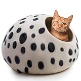 Woolygon Luxurious Merino Wool Cat Cave Bed - Foldable Hideaway Pod for Indoor Cats - Premium Felt Kitten Beds - Covered Cat House for Ultimate Cozy Comfort