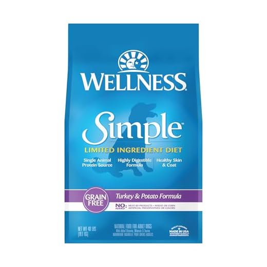 Wellness Simple Limited Ingredient Dry Dog Food for Sensitive Stomachs, Supports Skin & Coat, Grain Free, Natural, Turkey & Potatoe Recipe, (40-Pound Bag)