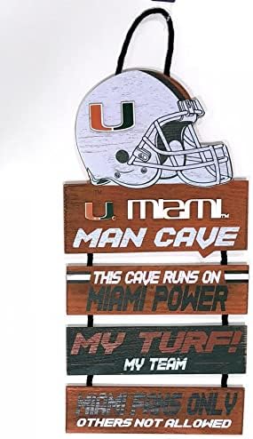 FOCO Forever Collectibles 9141896487 Miami Hurricanes Wood Man Cave Design Sign