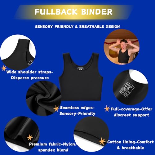 Image of Wonababi Chest Binder for Transgender - Fullback Ultra Flat Compression Bra for FTM, Large Breasts