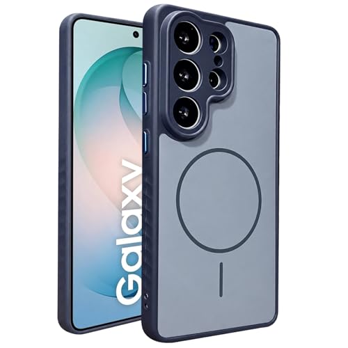 Image of VONZEE Matte Magnetic Case Compatible for Samsung Galaxy S26 Ultra Wireless Charging Shockproof Anti-Scratch TPU PC Slim Fit Full Protection Phone Cover for Samsung Galaxy S26 Ultra-Navy