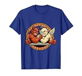 Devil vs Angel Arm Wrestling Graphic T-Shirt, Men, Royal Blue, X-Large