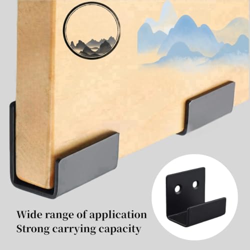 Image of 8 Pcs Tile Display Wall Hanger, Stainless Steel Wall Mount Brackets Hook, Heavy Duty Tile Hanger for Mirrors, Picture Frame Ceramic Wall Display (Black Inner Width 20mm /0.79 inch)