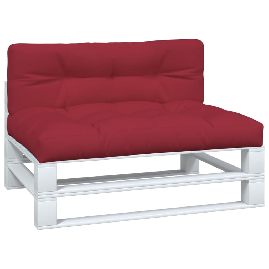 Cojín para palé, 2 piezas, color rojo vino, tejido de poliéster, impermeable, cojín para asiento y respaldo, 120 x 80 x 12 cm, 120 x 40 x 12 cm, ergonómico, antideslizante, para exterior