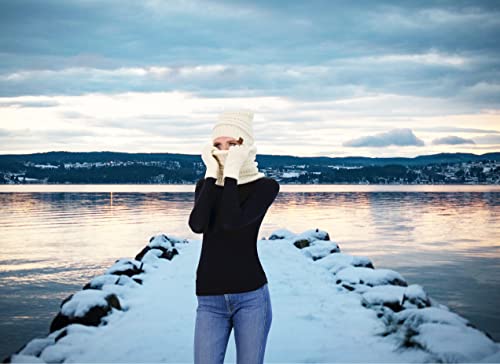 Winter Hat Fleece Lined Neck Warmer Scarf and Gloves Set for Women Knit Beanie Winter Gloves and Scarves Cold Weather4