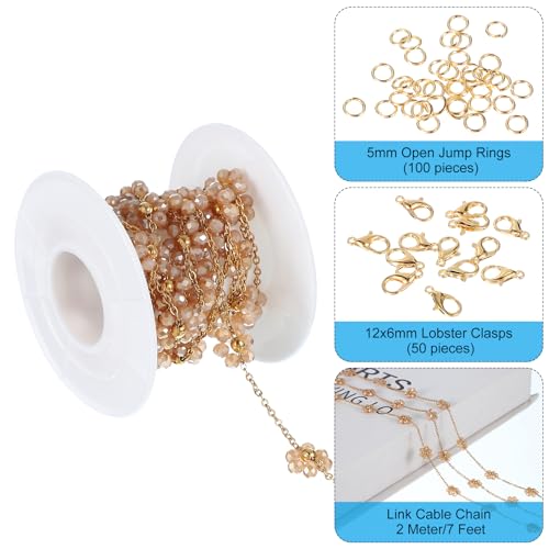 Chaînes de gemmes cristal fleur acier inoxydable pour collier bracelet 7Ft PATIKIL