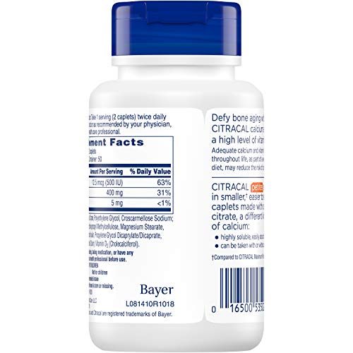 Citracal Petites, Highly Soluble, Easily Digested, 400 Mg Calcium Citrate With 500 Iu Vitamin D3, Bone Health Supplement For Adults, Relatively Small Easy-To-Swallow Caplets, 100 Count (Pack Of 3) #TOP3