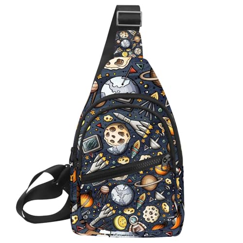 Mochila bandolera impermeable con diseño del universo y el espacio planetario