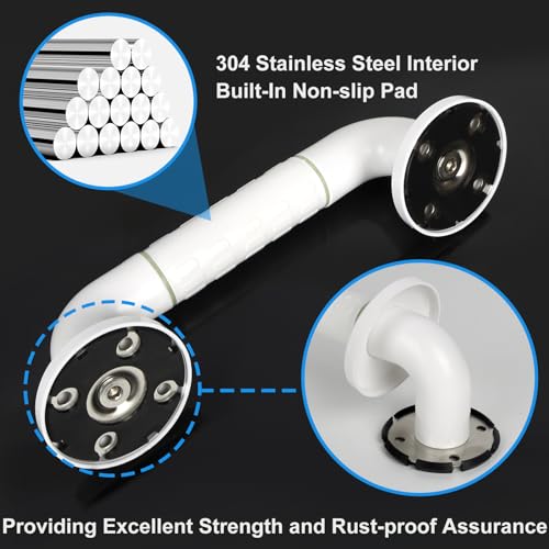 2 stuks antislip douchegrijper voor ouderen - badkamer roestvrijstalen leuning, perfecte hulpmiddelen voor invaliditeit en uitrusting voor toilet, badkamer, trap, keuken - Afbeelding 3