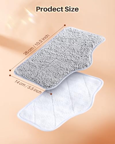 Image of Steam Mop Pads with Washable and Reusable, 6 Pack Replacement, 2 Material Types Accessories Compatible With Steamer Mop for Cleaning Floors and Carpets, White and Gray