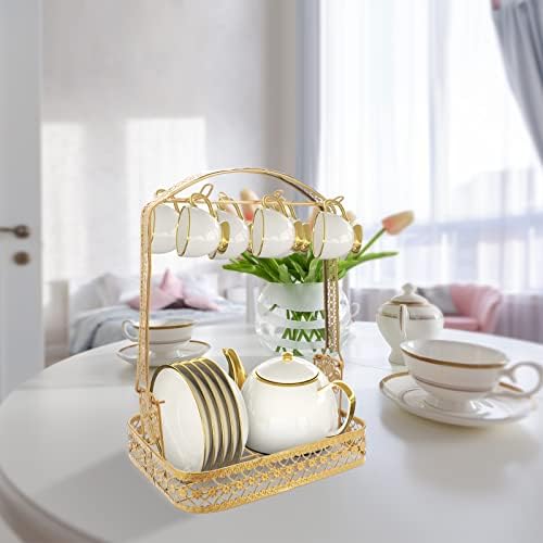 Gearific Coffee Mug Holder, Metal Coffee Mug Rack Holder, Storage Drying Rack for Table Office Kitchen Counter Cabinet (Gold)