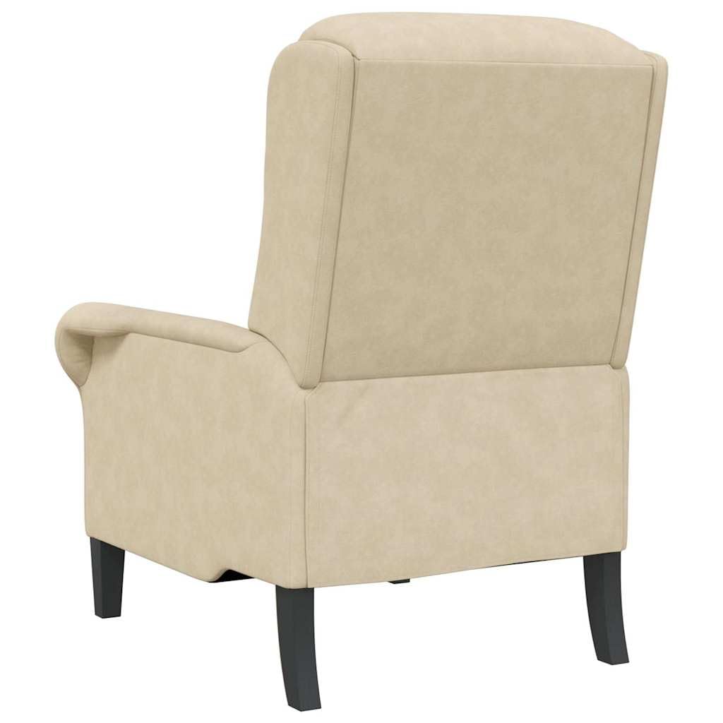 Sillón de microfibra color crema, 76 x 94 x 102 cm, con marco de madera, sillón tapizado para salón, sillón de lectura y sillón de relax, cómodo sillón orejero con acolchado ergonómico