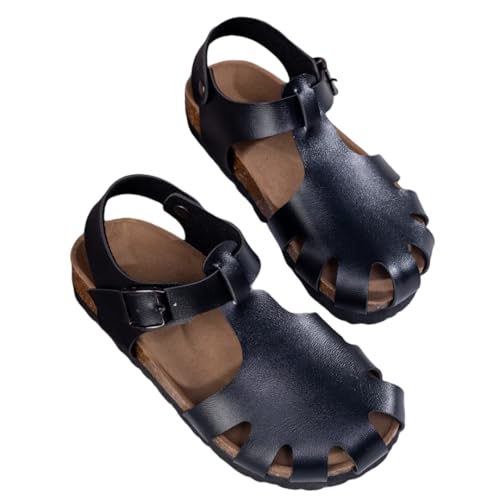 Boys Girls Summer Closed Toe Hollow Cork Footbed Sandals Beach Slides Shoes Kids
