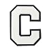 C - White on Black - 4 1/2 Inch Heat Seal/Sew On Chenille Varsity Letter