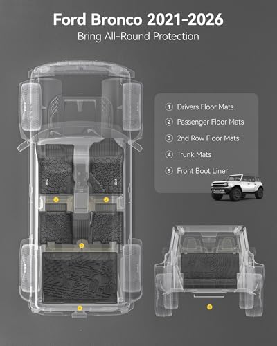 3W Floor Mats for Bronco 4 Door