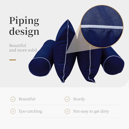 Image of Outdoor Daybed Cushion Cover Twin, Twin Size Outdoor Daybed Mattress Bolster Pillow Fitted Sheet Cover (75 * 39 * 6in, Navy Blue)