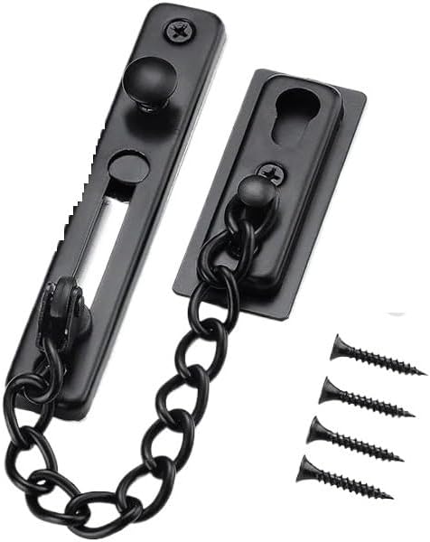 Hotel & Home Stainless Steel Anti-Lock Door Chain, Anti-Theft Chain, Security Protection Home Door Lock, Multi-Color Optional(Black)