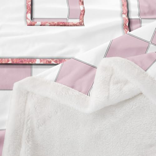 Image of Erosebridal Pink Initial L Fleece Blanket Queen 90 inchx90 inch Kawaii Plaid Checkered Sherpa Blanket Cute Personalized Monogram Fuzzy Plush Throw for Kids Girls,Fashion Grids Gingham Decor for Bed Couch
