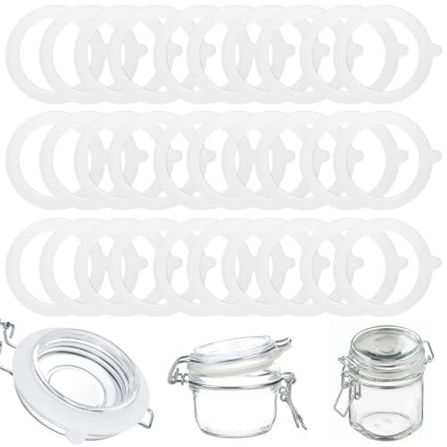 30 Pièces Joints de Bocal en Silicone Universelle, 70 mm x 94 mm Blanc – Vignette