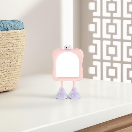 Espejo de maquillaje portátil rosa pequeño de escritorio miniatura 4