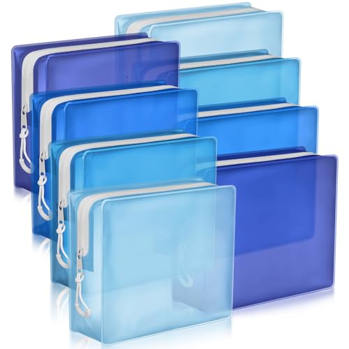 8 Pack TSA Approved Travel Toiletry Bags Frosted Translucent Leak-proof Cosmetic Makeup Bags for Women Men Travel Organizer Airport Security(Blue,6.7 x 5.5 x 1.8 Inch)