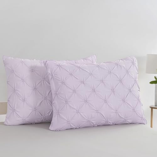 El Mejor Listado de Fundas decorativas para almohada los más recomendados. 47 Vaulia - Fundas de almohada decorativas de microfibra ligera, diseño plisado tamaño king, 20 x 36 pulgadas, color morado claro, paquete de 2