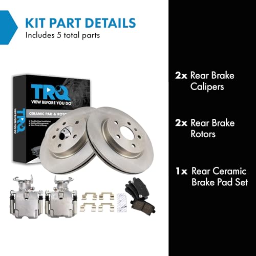Image of TRQ Rear Brake Pad and Rotor Set Ceramic Vented Rotors Calipers