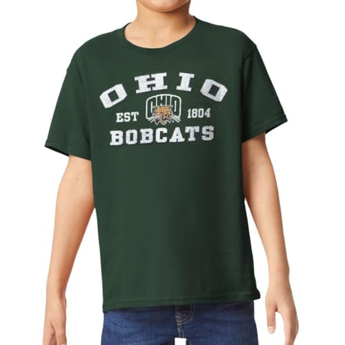 Barnesmith Ohio University Apparel Bobcats Short-Sleeve Youth T-Shirt, Vintage, Hunter Green, Medium