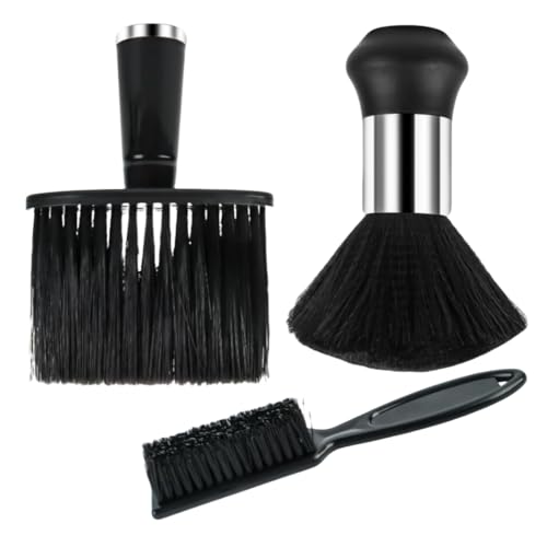 GYWHOOFT Lot de 3 pinceaux de coiffeur pour salon, barbier, cou, brosse de nettoyage, brosse pour saupoudrer le cou, brosse de coiffeur