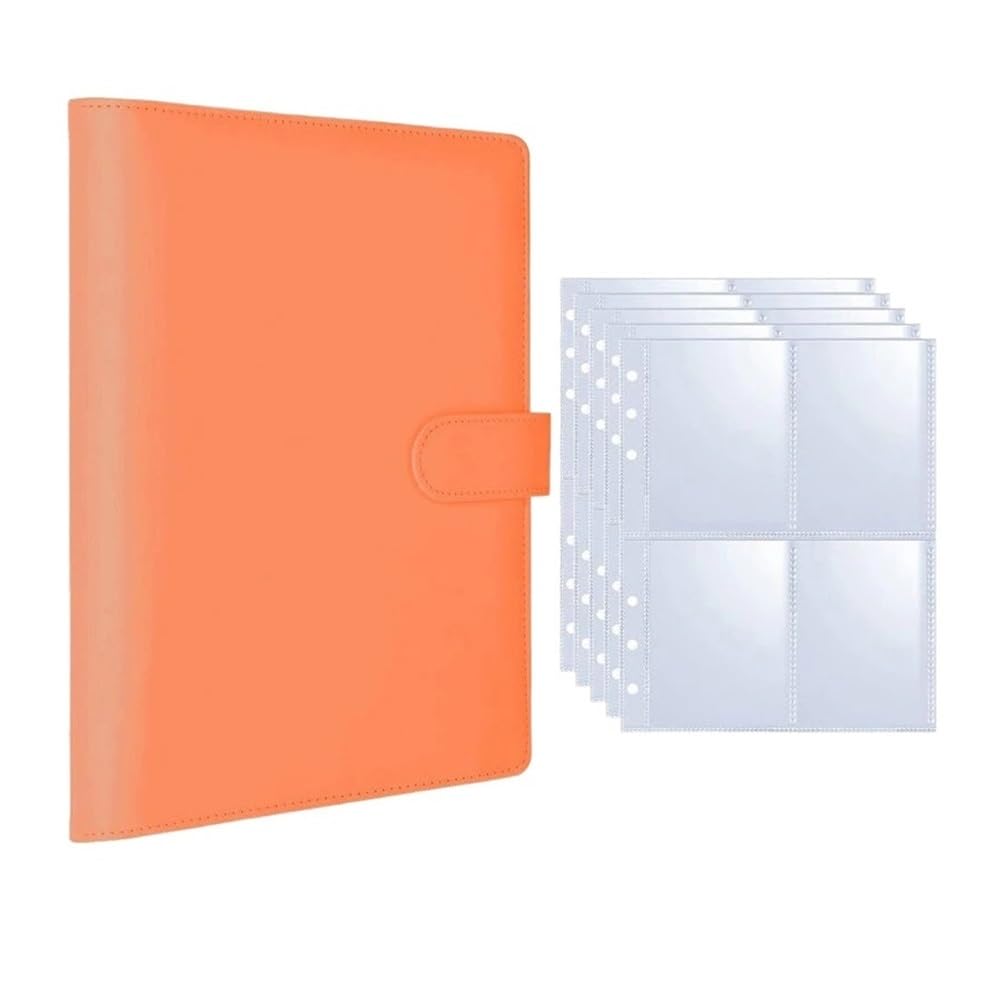 25pcs Page Photo Card A5-Binder Albums Cards Collect Book Binder Photocard Holder(Orange -25 pages)