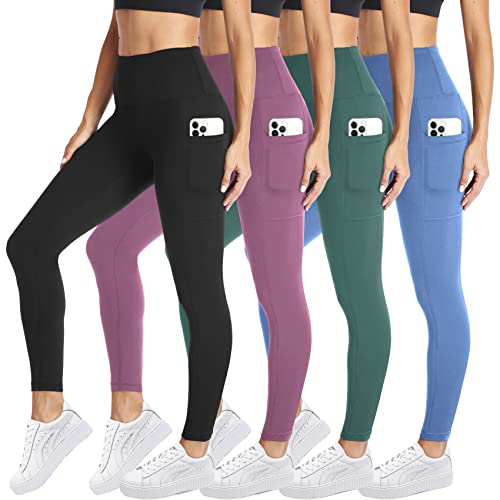 CAMPSNAIL 4 Pack Leggings for Women - High Waisted Tummy